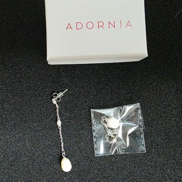 White Rhodium Plated Swarovski Crystal Accented & 7mm Freshwater Pearl Drops - Picture 3 of 3